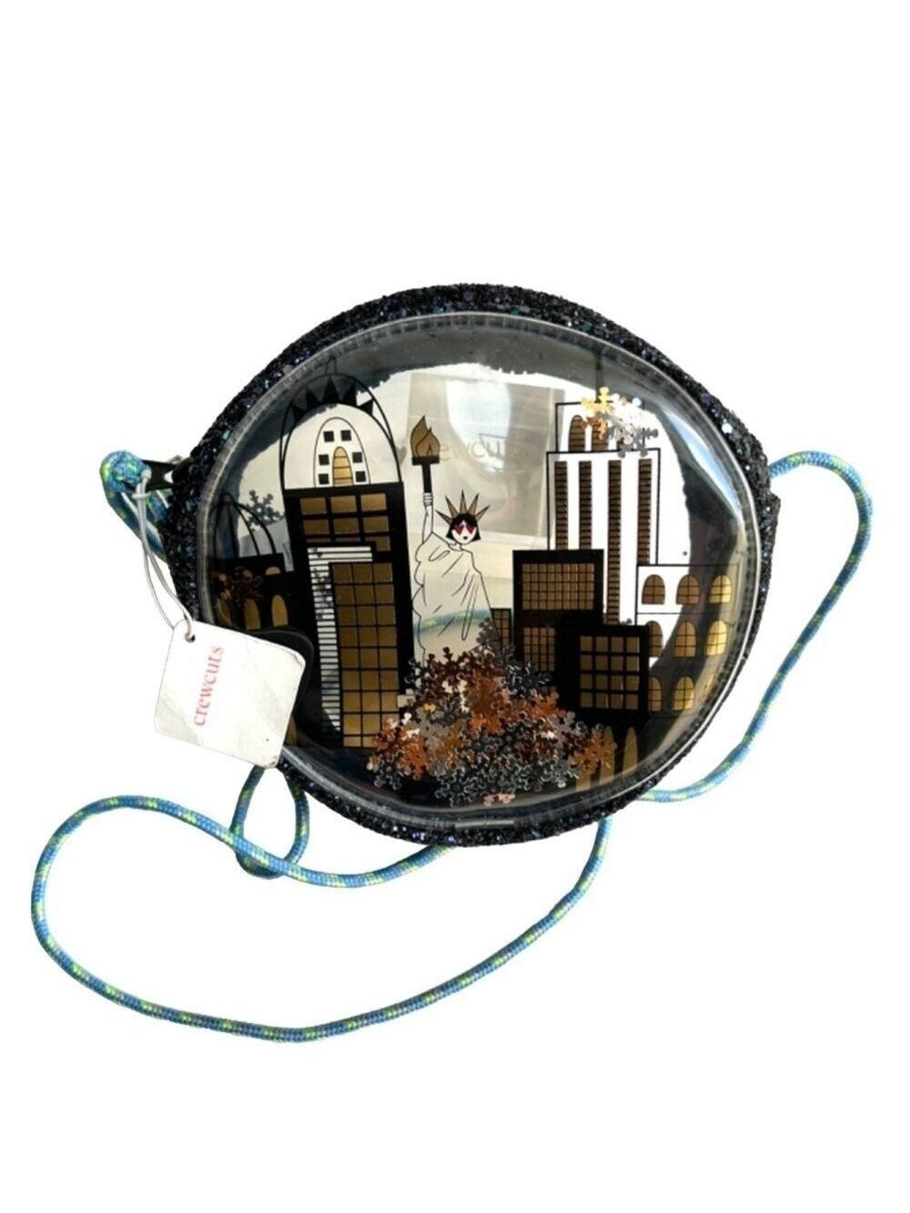 NWT Crewcuts J. Crew New York Statue of Liberty Confetti Sparkle Crossbody Bag
